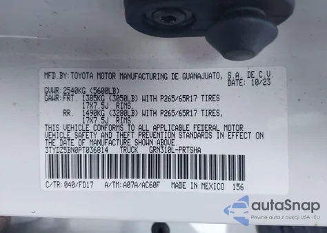 2023 Toyota Tacoma Trd Sport z USA, uszkodzony, nr VIN 3TYDZ5BN0PT036814